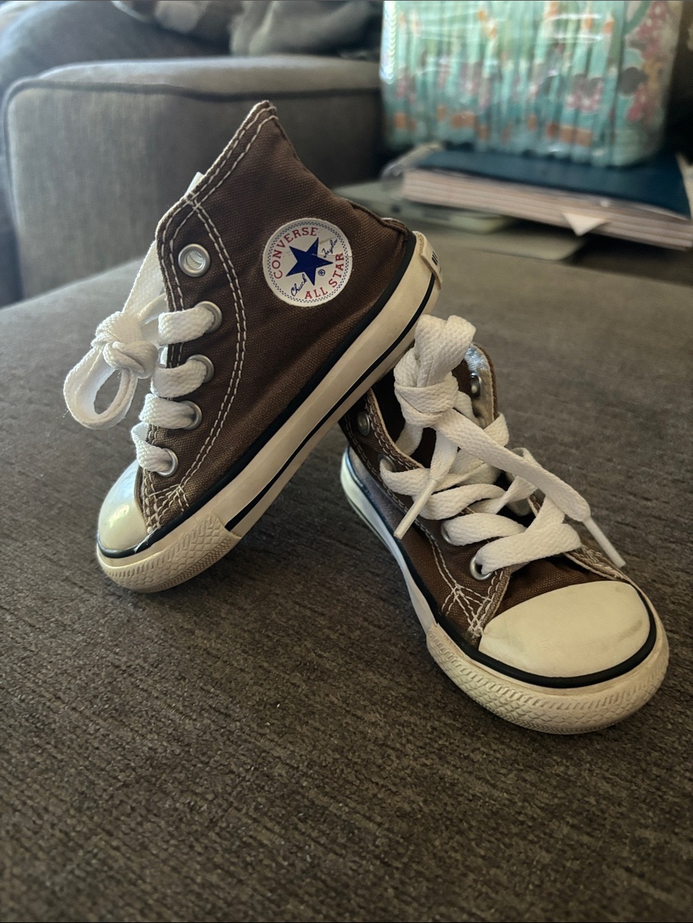 Converse Brown and White Baby High-Top Sneakers